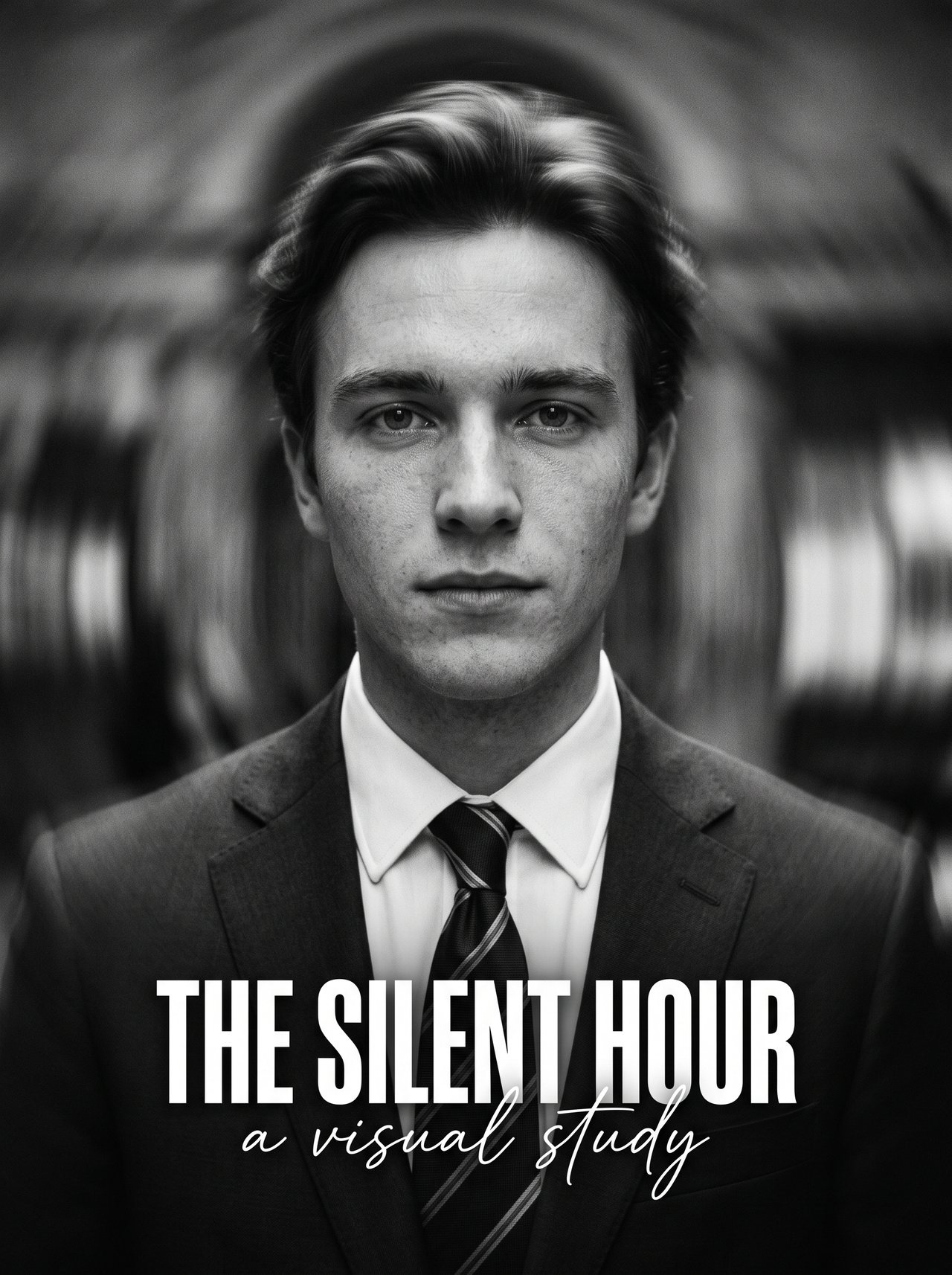 Image inspiration - A close-up monochrome portrait of a young man in a dark t...